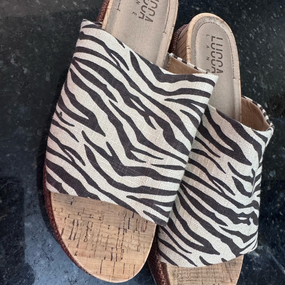Black and White Zebra Print Slide Sandals